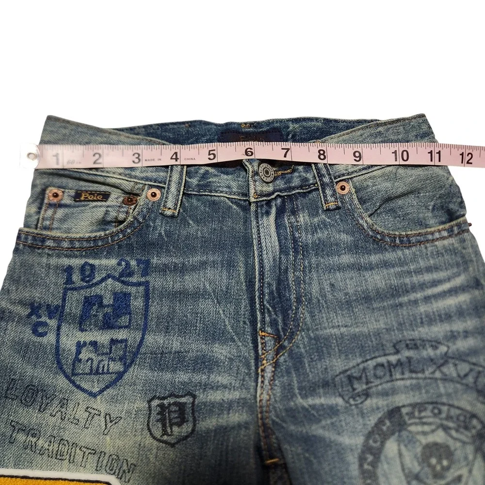 Polo Ralph Lauren Boys Size 6 Patchwork Graffiti Jeans & Reindeer Tee Bundle New